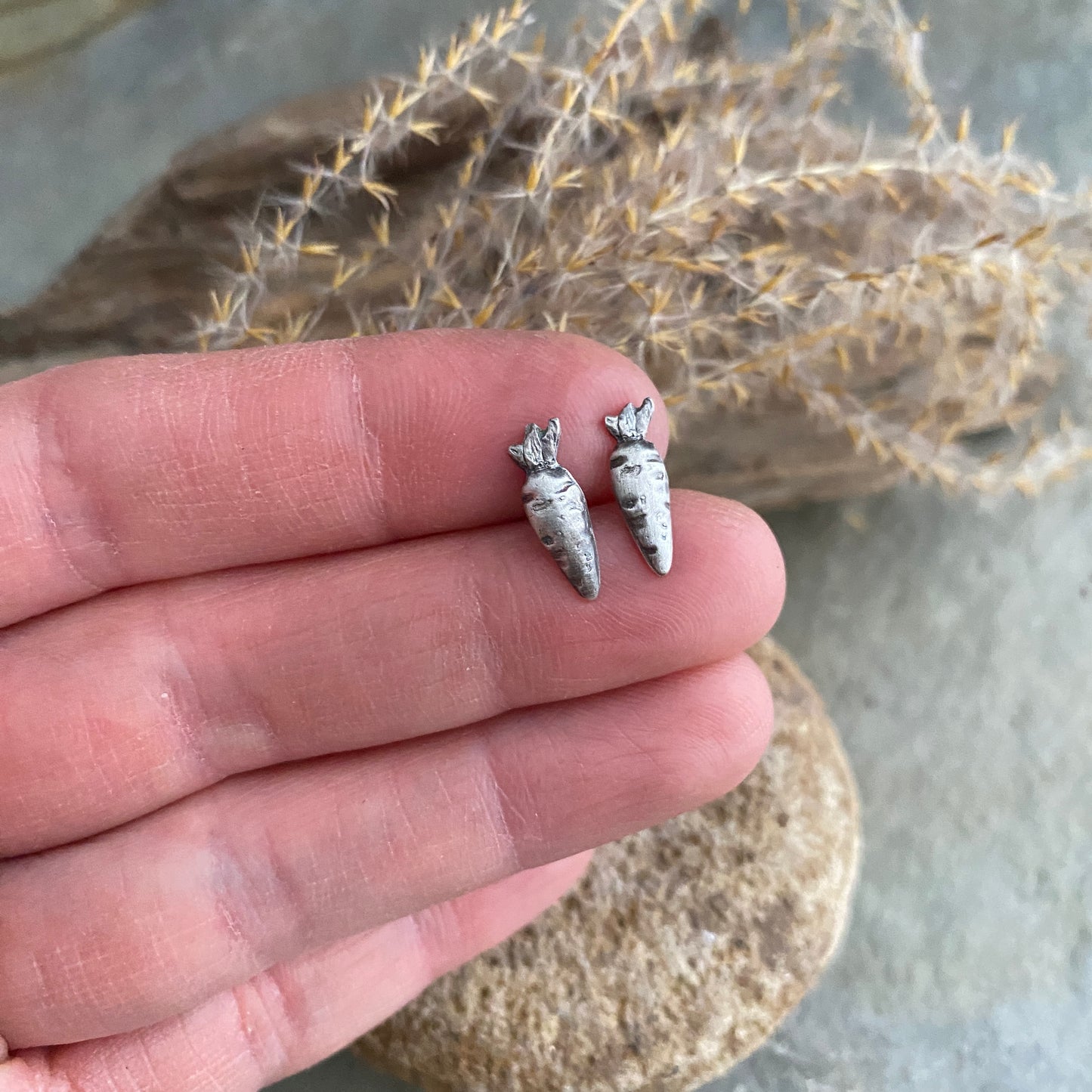 Sterling Silver Carrot Studs