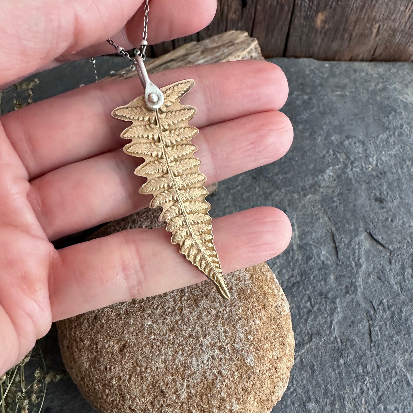 Golden Forest Fern Necklace