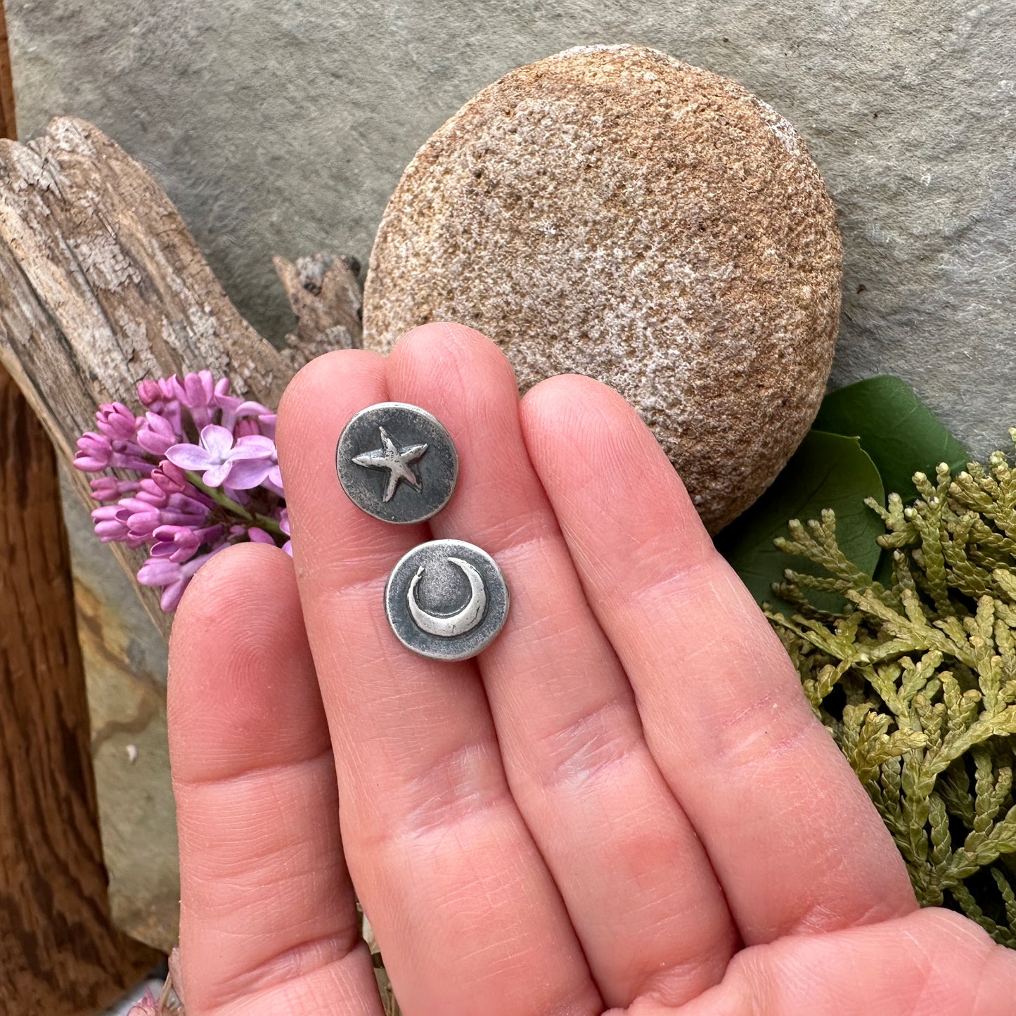 Moon and Star Studs