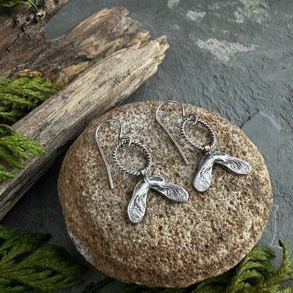 Sterling Silver Maple Seed Earrings