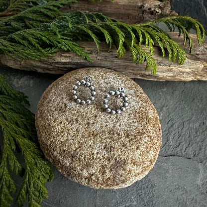 Sterling Silver Bead Wire Circle Post Earrings