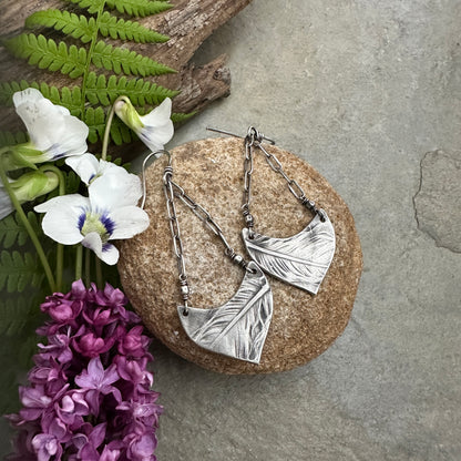 Feather Chain Dangle Earrings