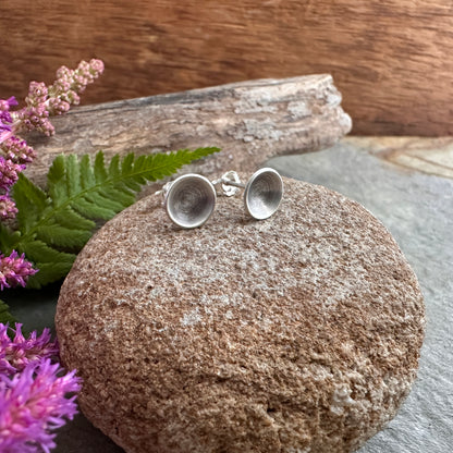 Sterling Silver Cup Lichen Post Earrings