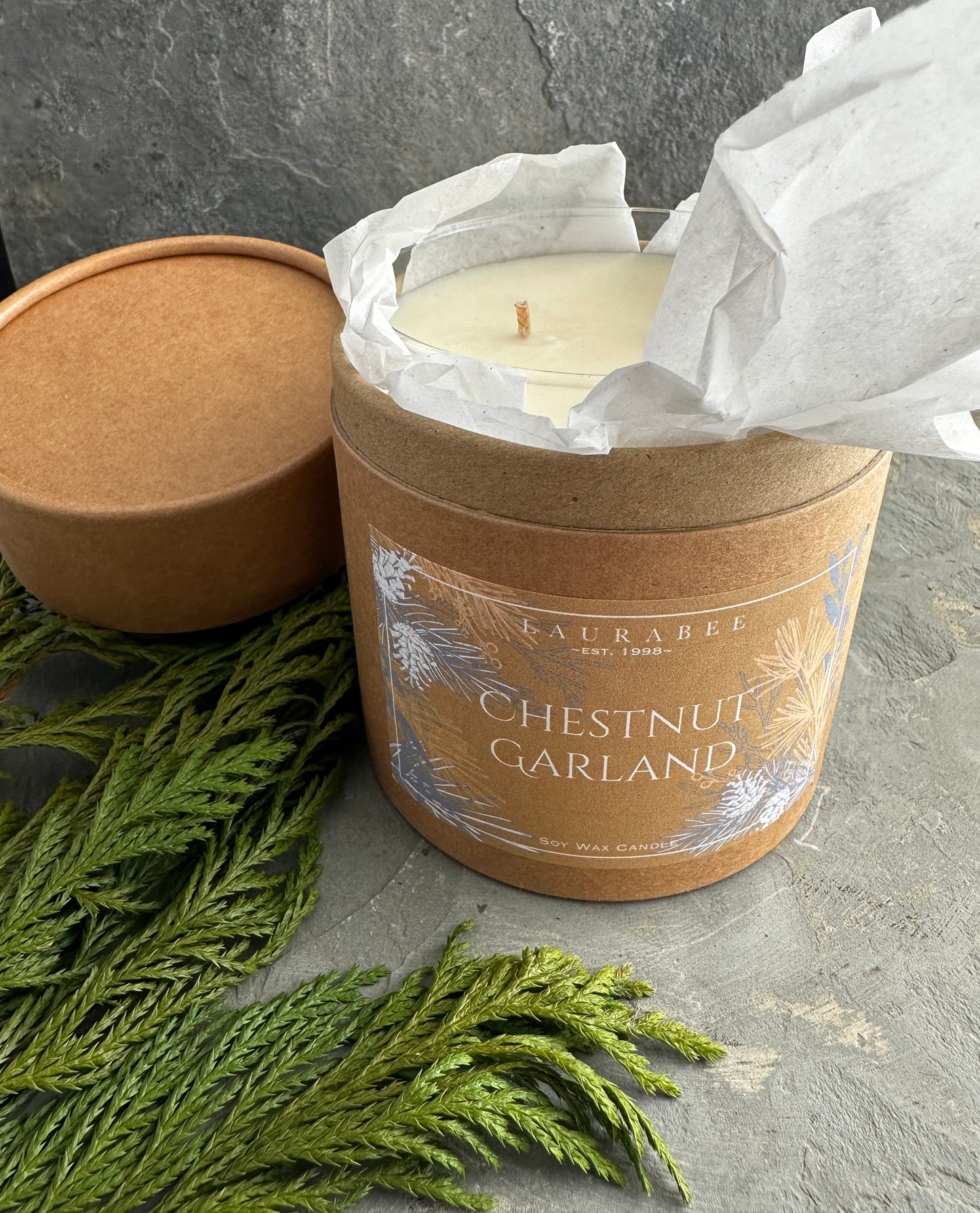 Rock Glass 100% Soy Wax Candle in Kraft Gift Tube