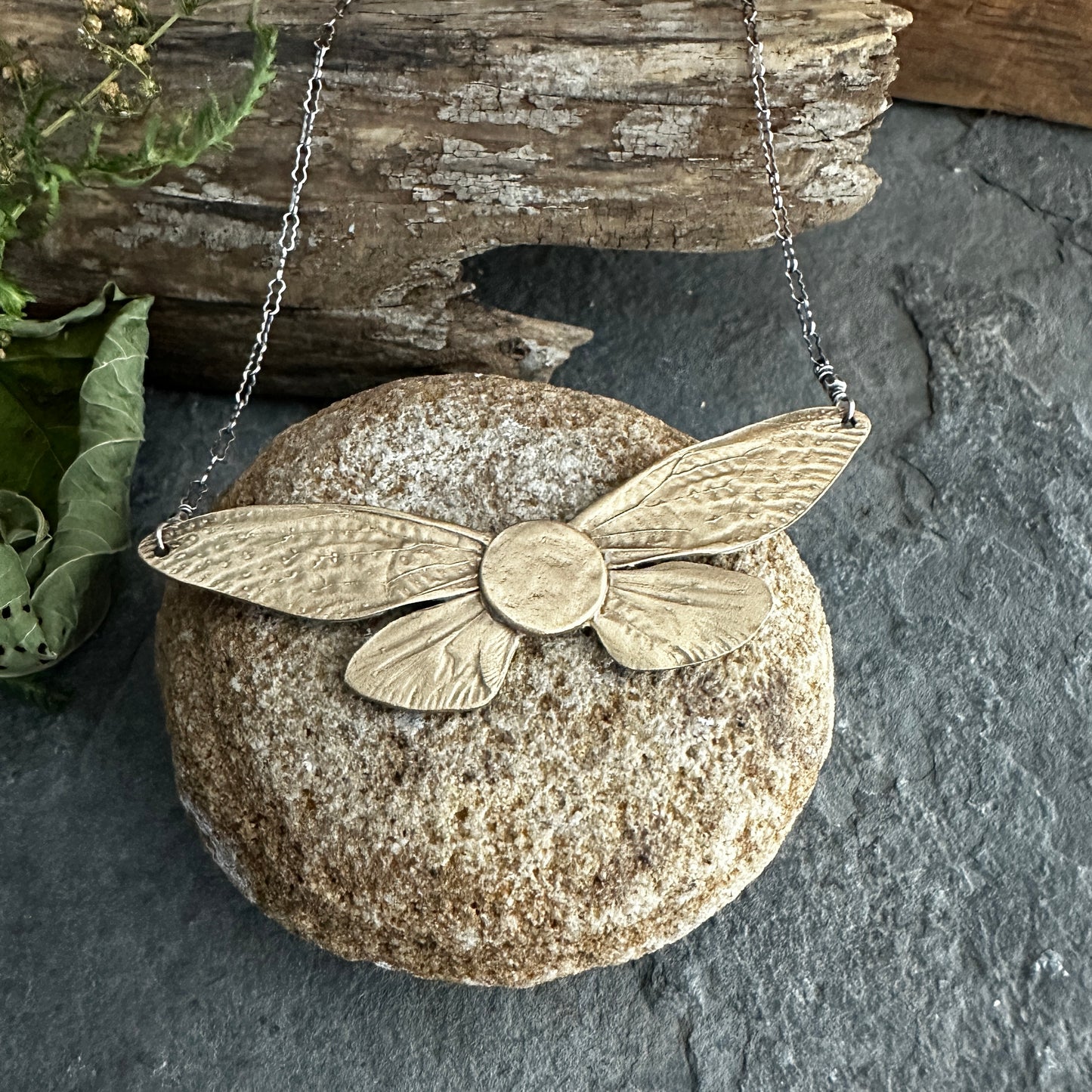 Bronze Cicada Wings with Moon Necklace