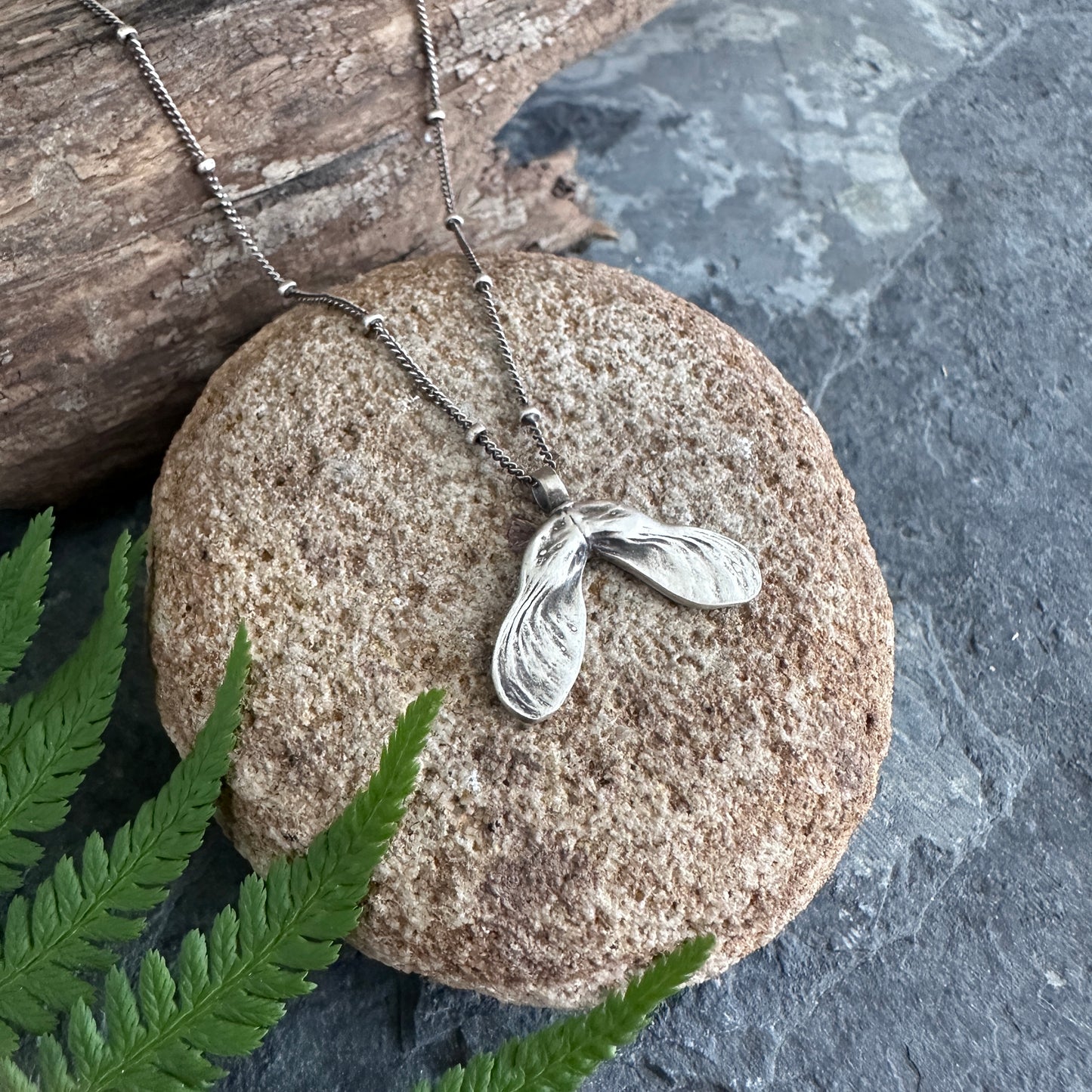 Chasing Joy | Sterling Silver Maple Seed Necklace