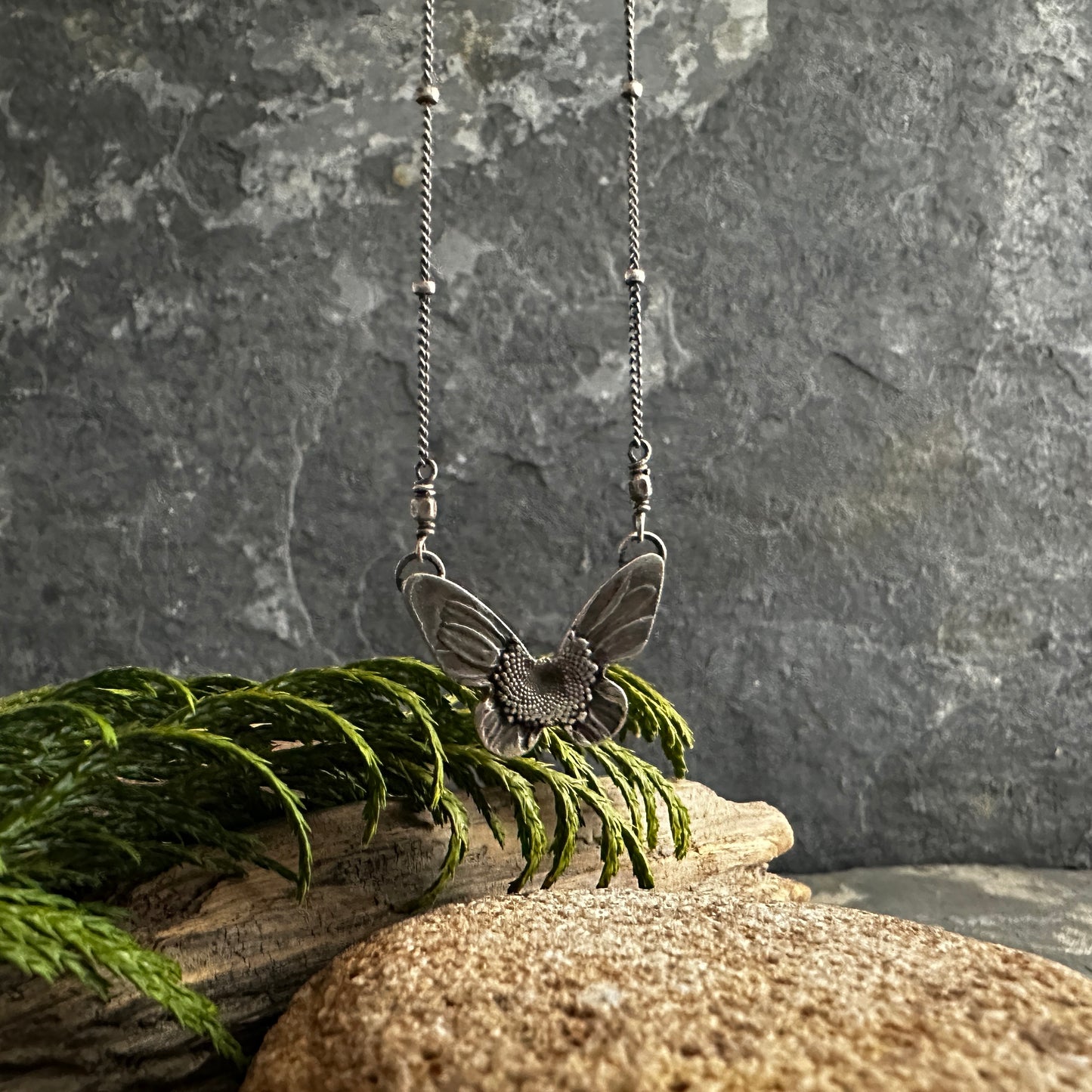 Sterling Silver Daisy Butterfly Necklace