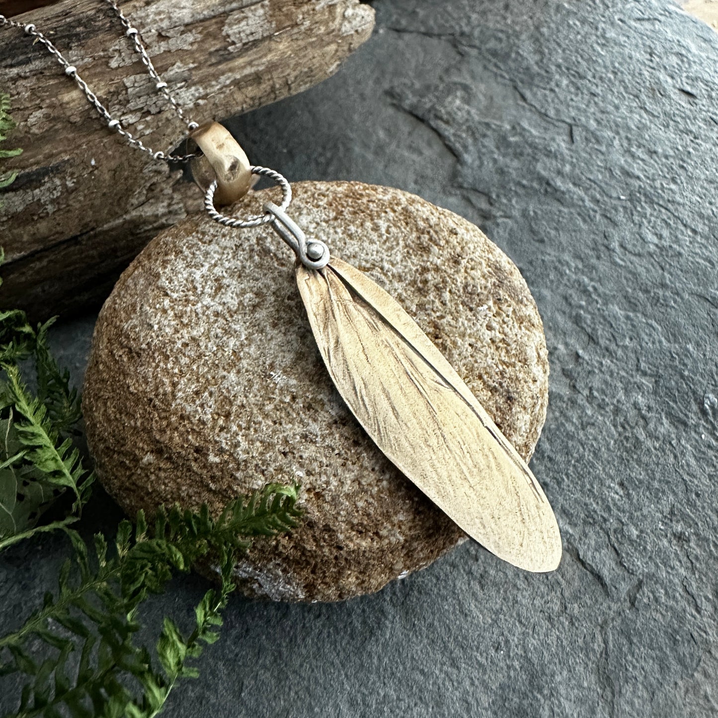 Bronze Dobsonfly Wing Necklace