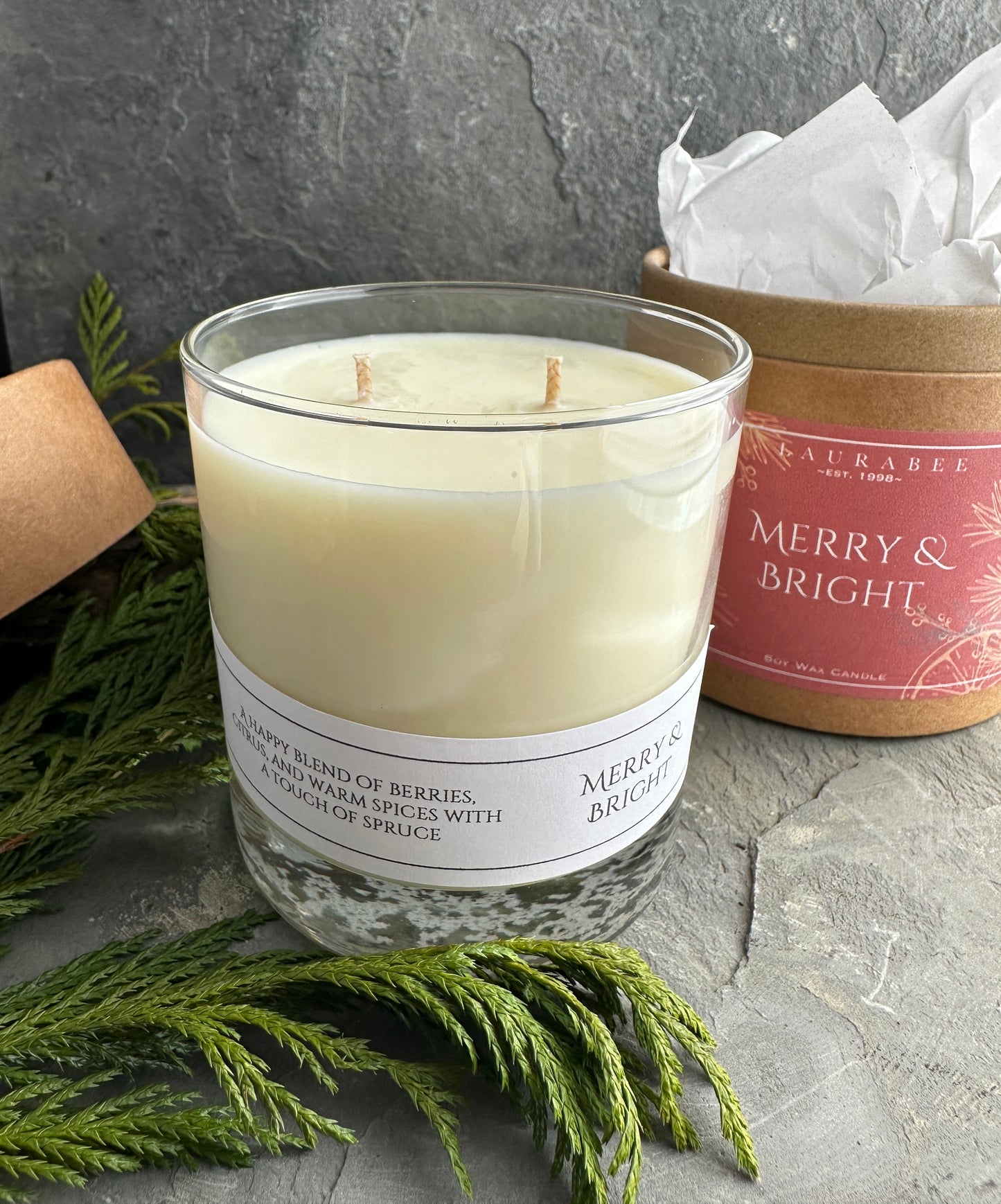 Rock Glass 100% Soy Wax Candle in Kraft Gift Tube