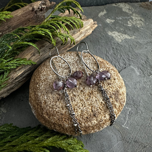 Purple Phantom Quartz and Sterling Silver earrings