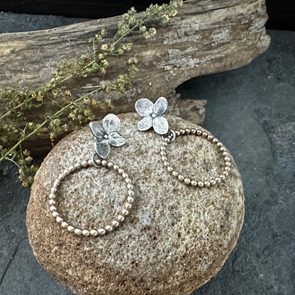 Sterling Silver Hydrangea with 14K Gold Filled Hoops