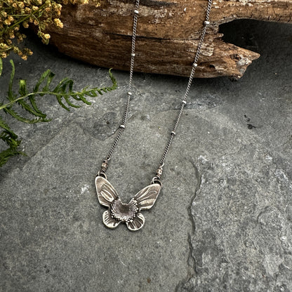 Sterling Silver Daisy Butterfly Necklace
