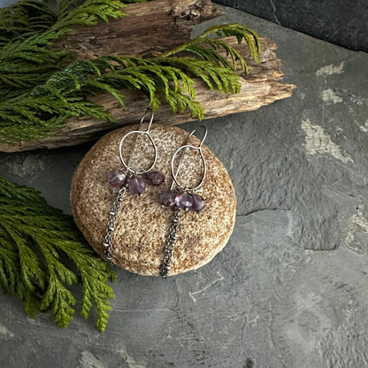 Purple Phantom Quartz and Sterling Silver earrings