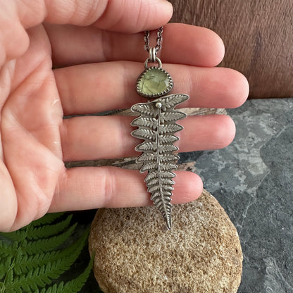 Woodland Fern Necklace with Prehnite