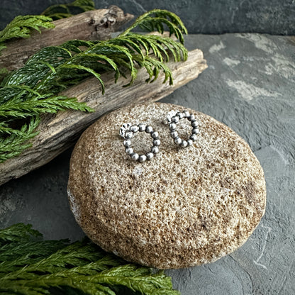 Sterling Silver Bead Wire Circle Post Earrings