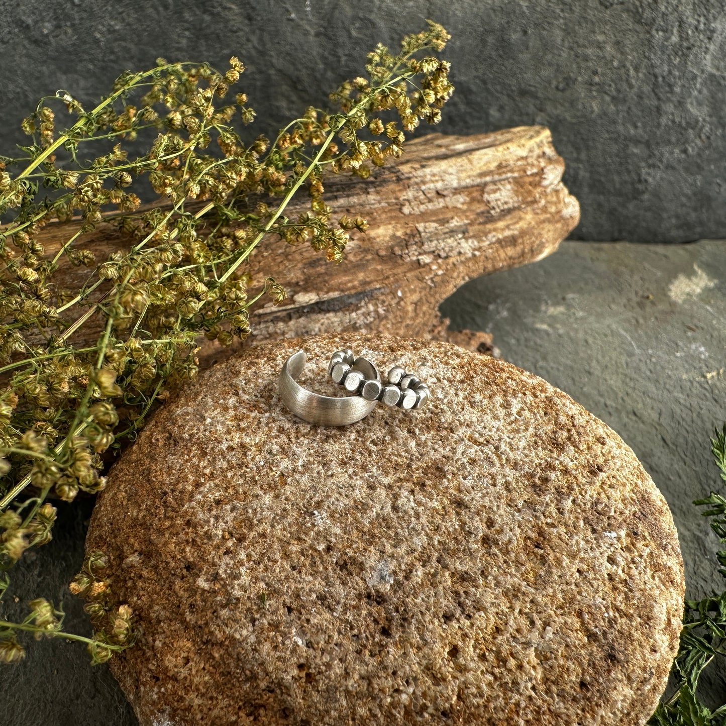 Sterling Silver Dots and Domed Ear Cuff Stacking Set