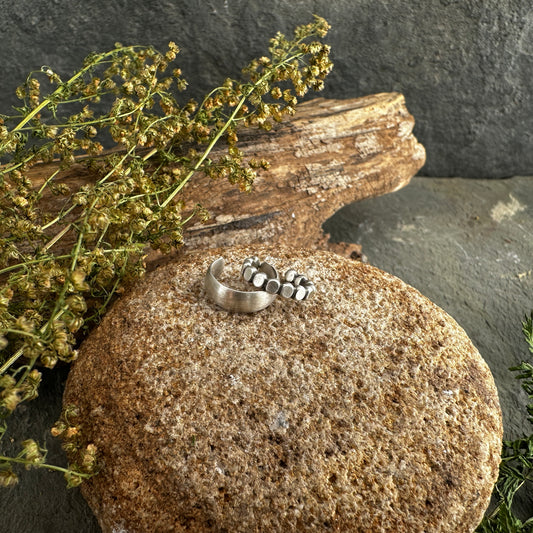 Sterling Silver Dots and Domed Ear Cuff Stacking Set