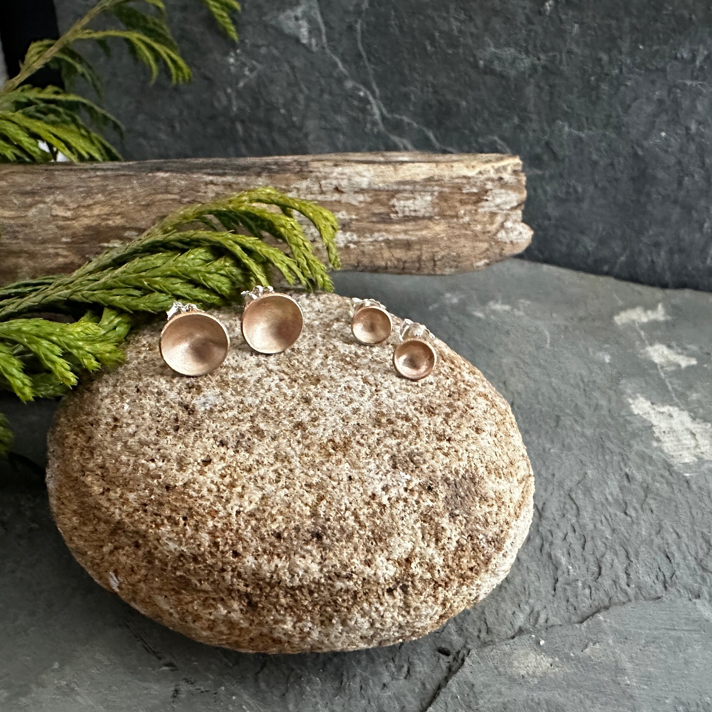 14K Gold Filled Cup Lichen Post Earrings