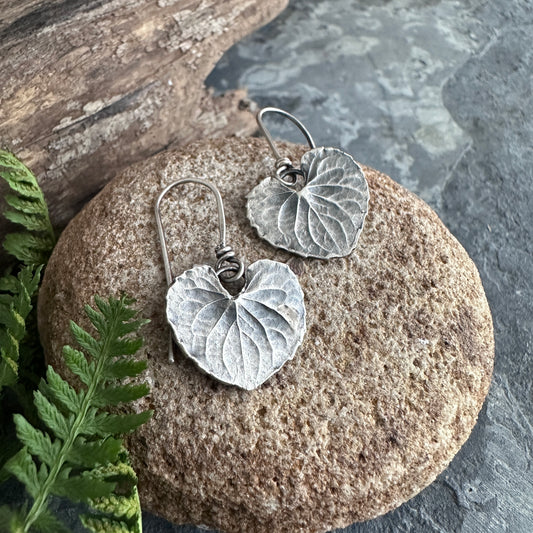 Violet Leaf Earrings | Sterling Silver Botanical Dangles