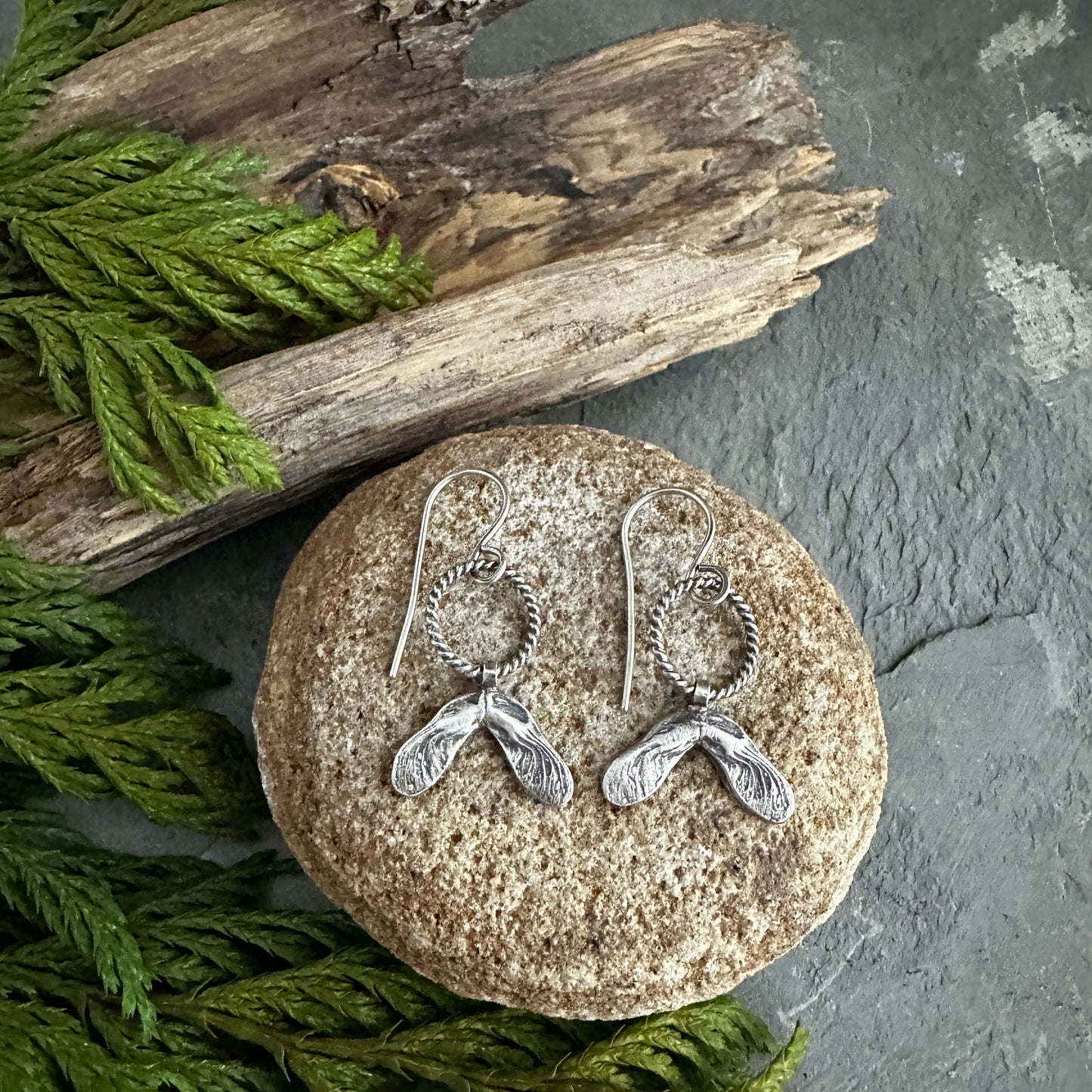 Sterling Silver Maple Seed Earrings