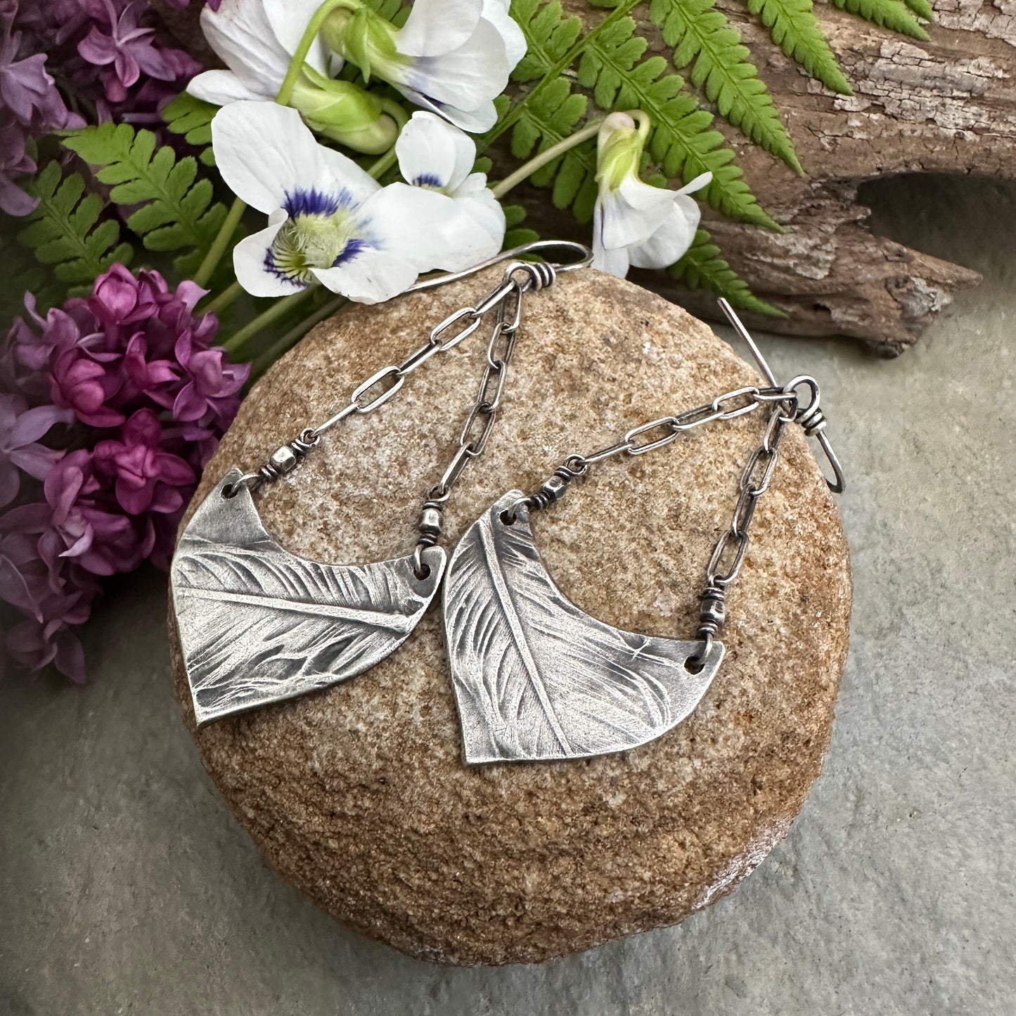 Feather Chain Dangle Earrings