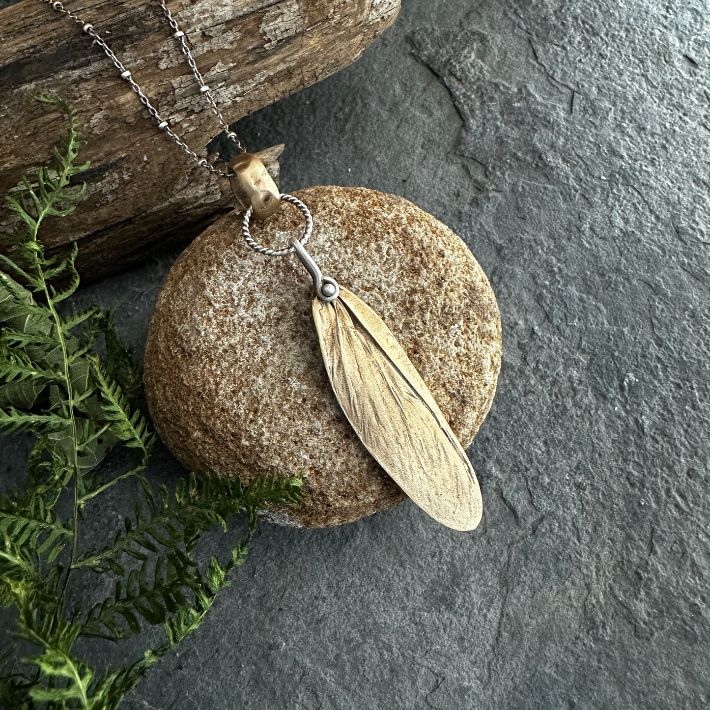 Bronze Dobsonfly Wing Necklace