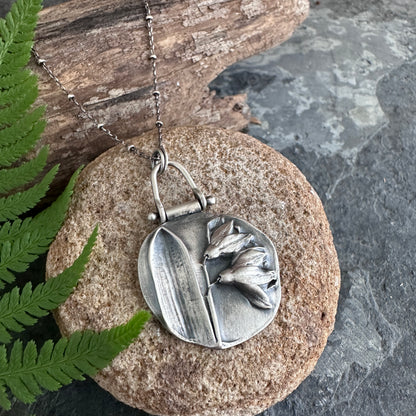 Sterling Silver Squill Blossoms Necklace | Oxidized Botanical Pendant | Handmade Nature Jewelry