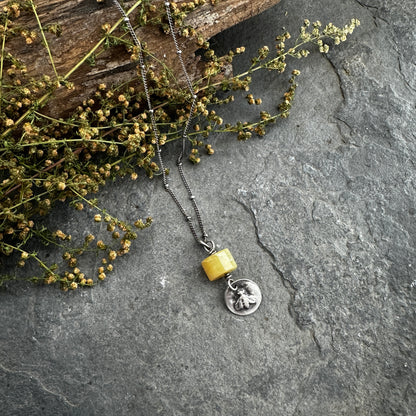Honey Bee Necklace with Yellow Opal