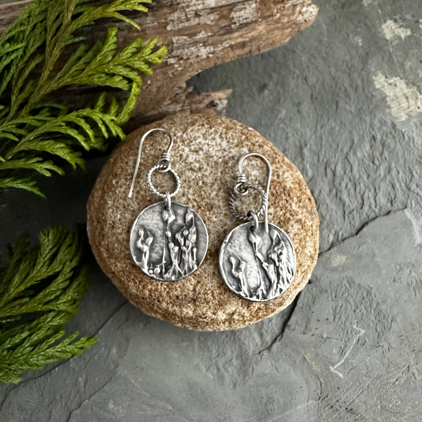 Sterling Silver Moss Spores Earrings