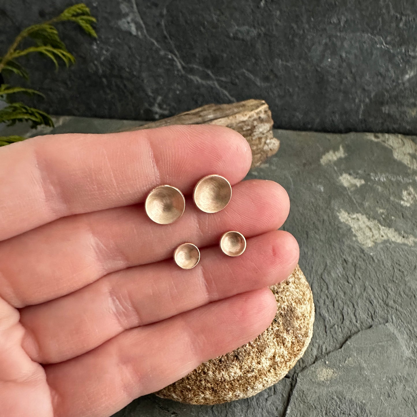 14K Gold Filled Cup Lichen Post Earrings