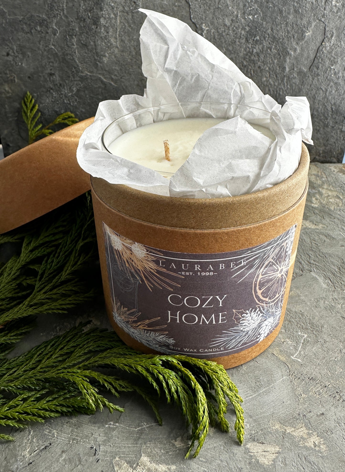 Rock Glass 100% Soy Wax Candle in Kraft Gift Tube