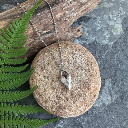 Sterling Silver Carved Heart Necklace | Hand-Carved Oxidized Heart Pendant