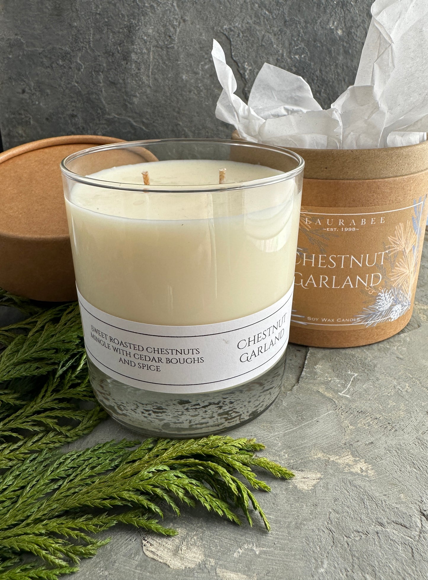 Rock Glass 100% Soy Wax Candle in Kraft Gift Tube