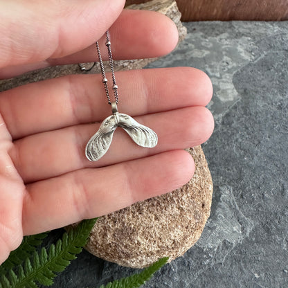 Chasing Joy | Sterling Silver Maple Seed Necklace