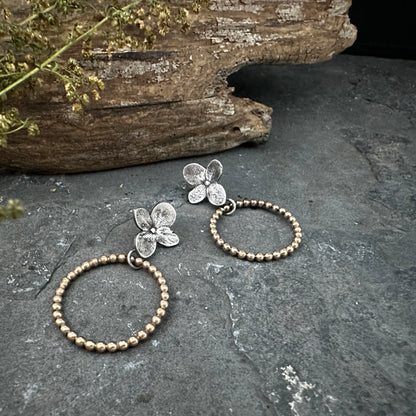 Sterling Silver Hydrangea with 14K Gold Filled Hoops