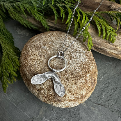 Sterling Silver Maple Seed Necklace