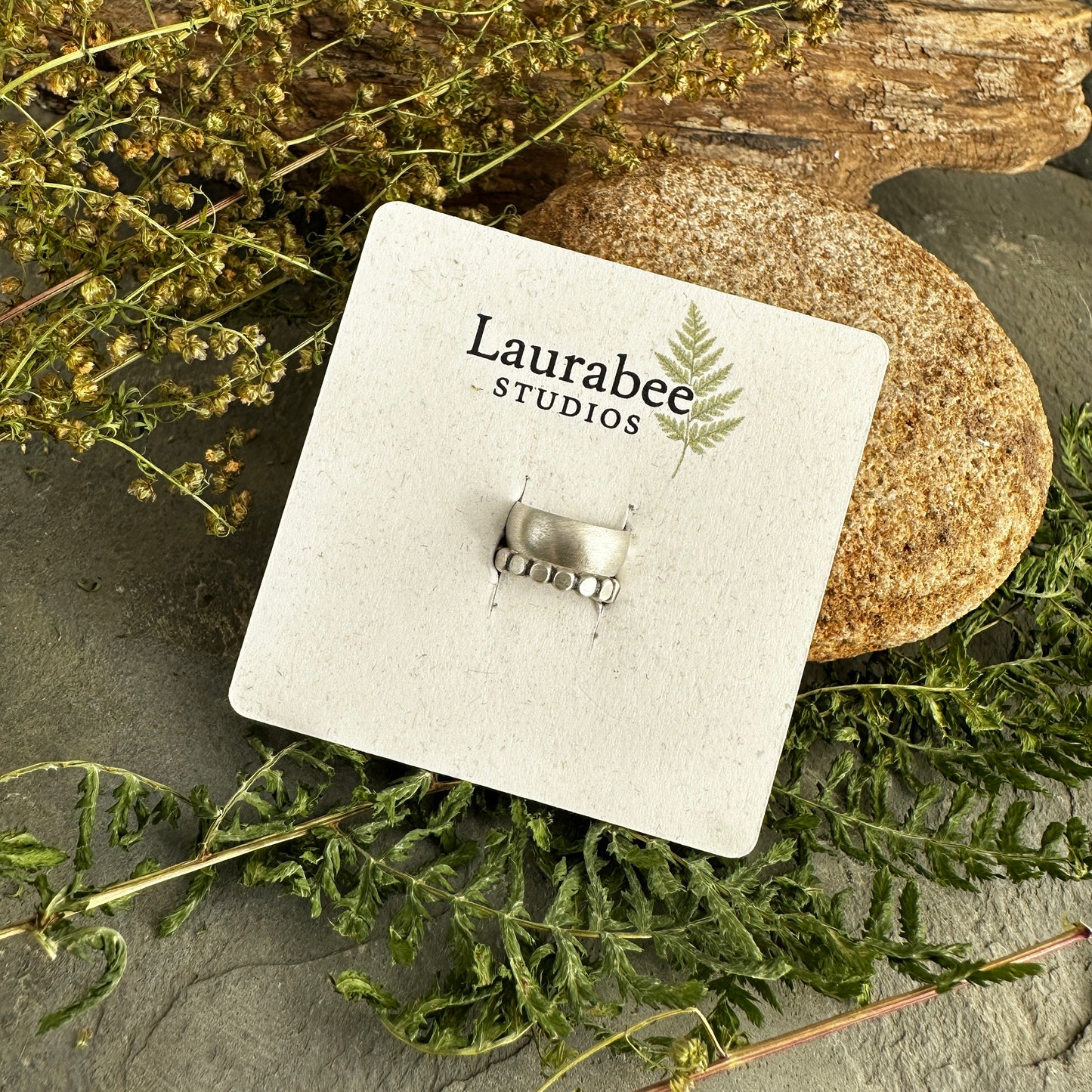 Sterling Silver Dots and Domed Ear Cuff Stacking Set