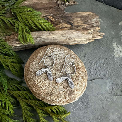 Sterling Silver Maple Seed Earrings