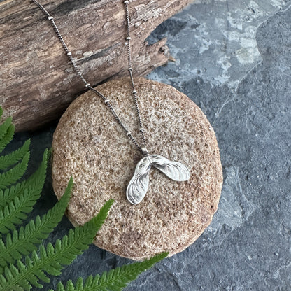 Chasing Joy | Sterling Silver Maple Seed Necklace