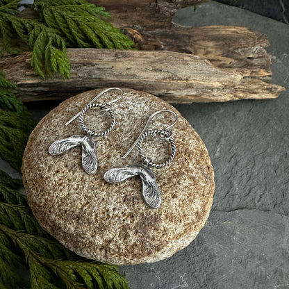 Sterling Silver Maple Seed Earrings