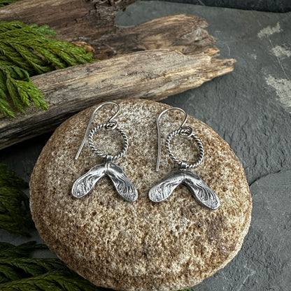 Sterling Silver Maple Seed Earrings