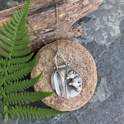 Sterling Silver Squill Blossoms Necklace | Oxidized Botanical Pendant | Handmade Nature Jewelry