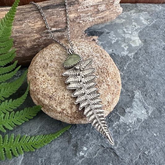 Woodland Fern Necklace with Prehnite