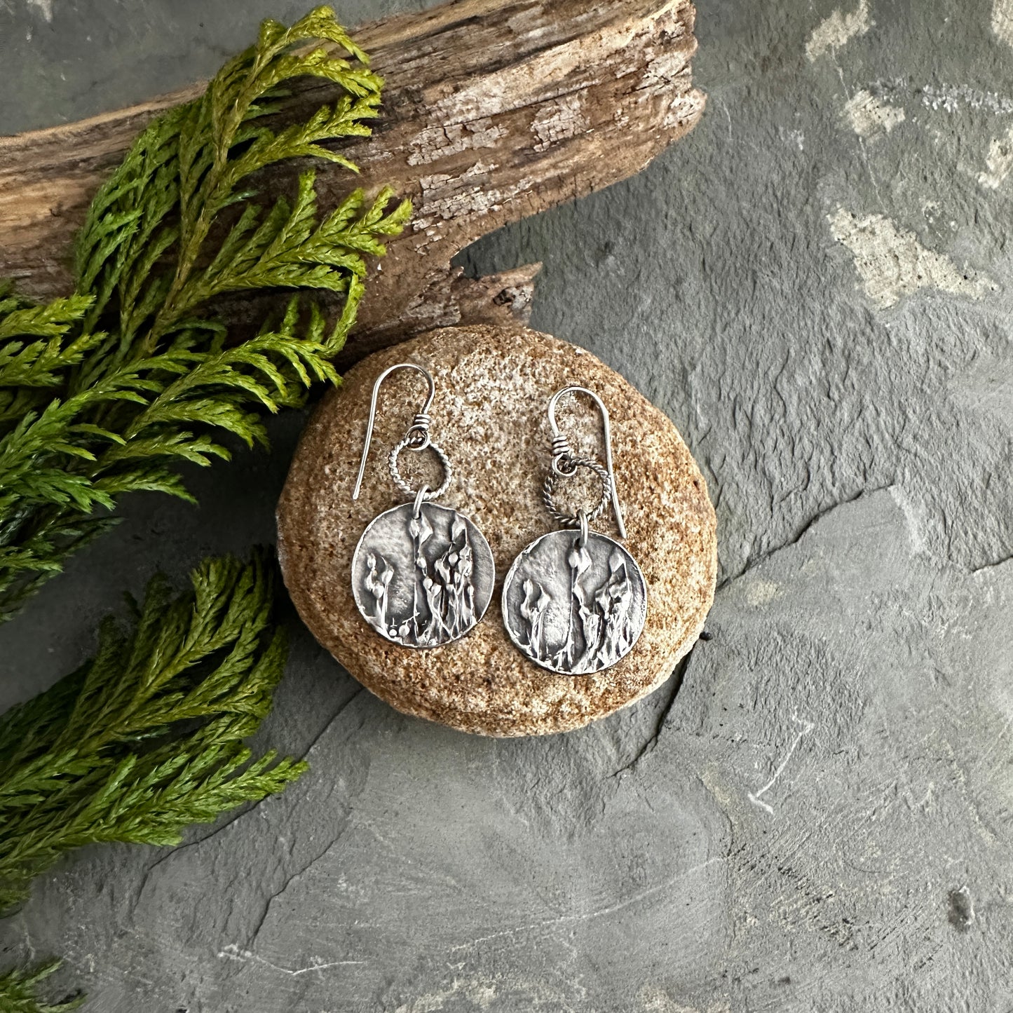 Sterling Silver Moss Spores Earrings