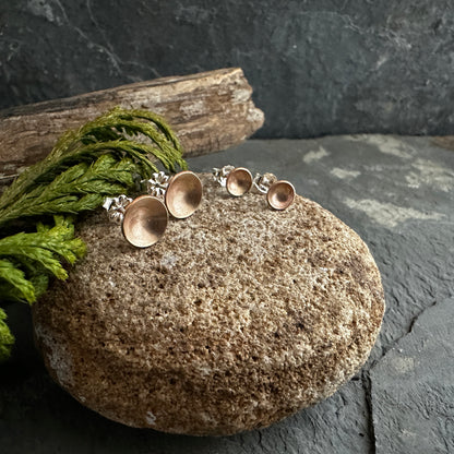 14K Gold Filled Cup Lichen Post Earrings