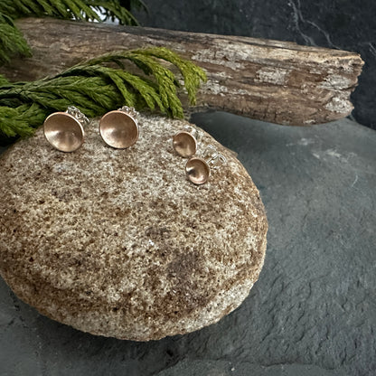 14K Gold Filled Cup Lichen Post Earrings