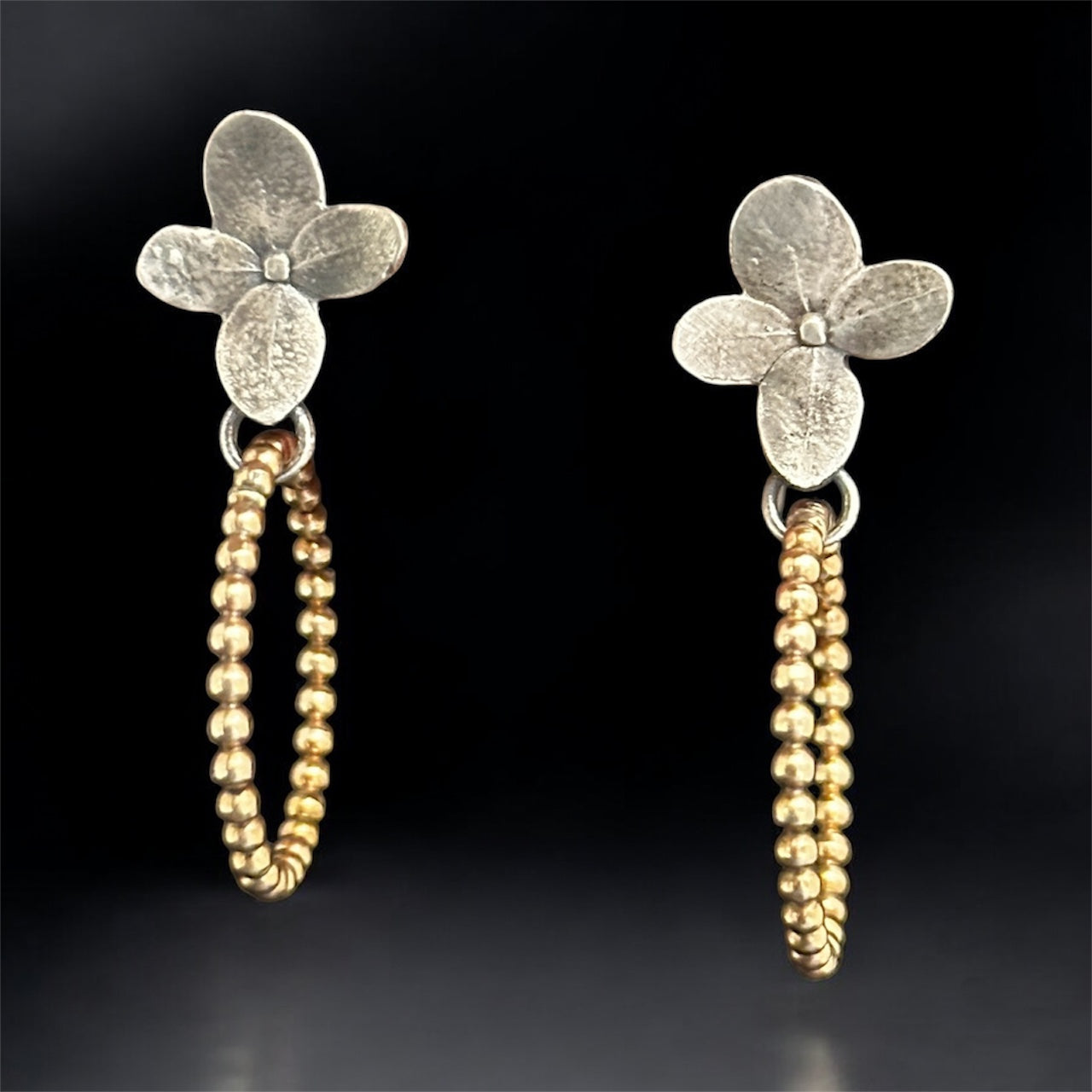 Sterling Silver Hydrangea with 14K Gold Filled Hoops