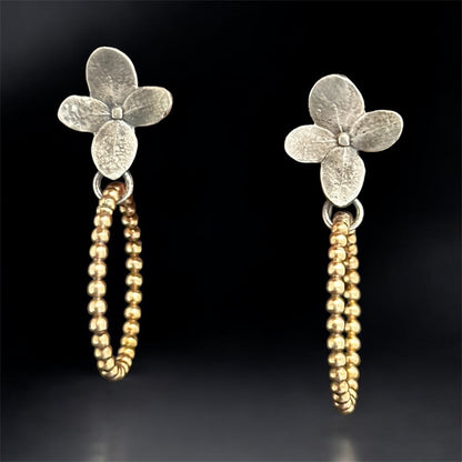 Sterling Silver Hydrangea with 14K Gold Filled Hoops