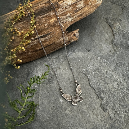 Sterling Silver Daisy Butterfly Necklace