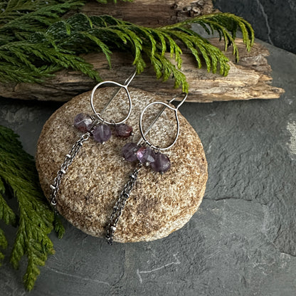 Purple Phantom Quartz and Sterling Silver earrings